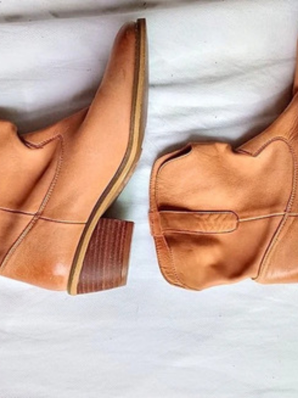 light cognac leather ankle boots size 7M by crown